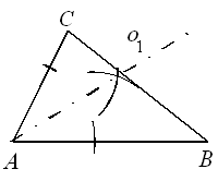 Jak sestrojit krunici vepsanou trojhelnku ABC – krok 2.