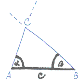 Jak sestrojit trojhelnk, znme-li stranu a dva hly k n pilehl – krok 1.