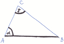 Jak sestrojit trojhelnk, znme-li stranu, hel k n pilehl a hel protilehl – krok 1.