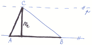 Jak sestrojit trojhelnk, znme-li dv strany a vku k jedn ze stran – krok 1.