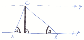 Jak sestrojit trojhelnk, znme-li vku a dva hly 2 – krok 1.