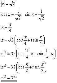 příklad na algebraický a goniometrický tvar komplexního čísla