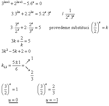 příklad z písemné práce na exponenciální rovnice