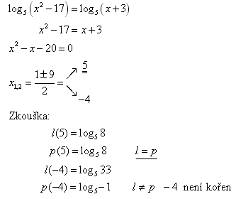 pklad z psemn prce na logaritmick rovnice