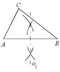 Jak sestrojit kružnici opsanou trojúhelníku ABC – krok 2.